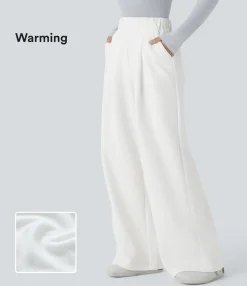 High-Waisted Pants|Wide-Leg Pants<HALARA High Waisted Pocket Wide Leg Fleece Casual Pants