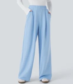 High-Waisted Pants|Wide-Leg Pants<HALARA High Waisted Pocket Wide Leg Fleece Casual Pants