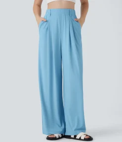 High-Waisted Pants|Wide-Leg Pants<HALARA High Waisted Pocket Wide Leg Cool Touch Casual Pants-UPF50+