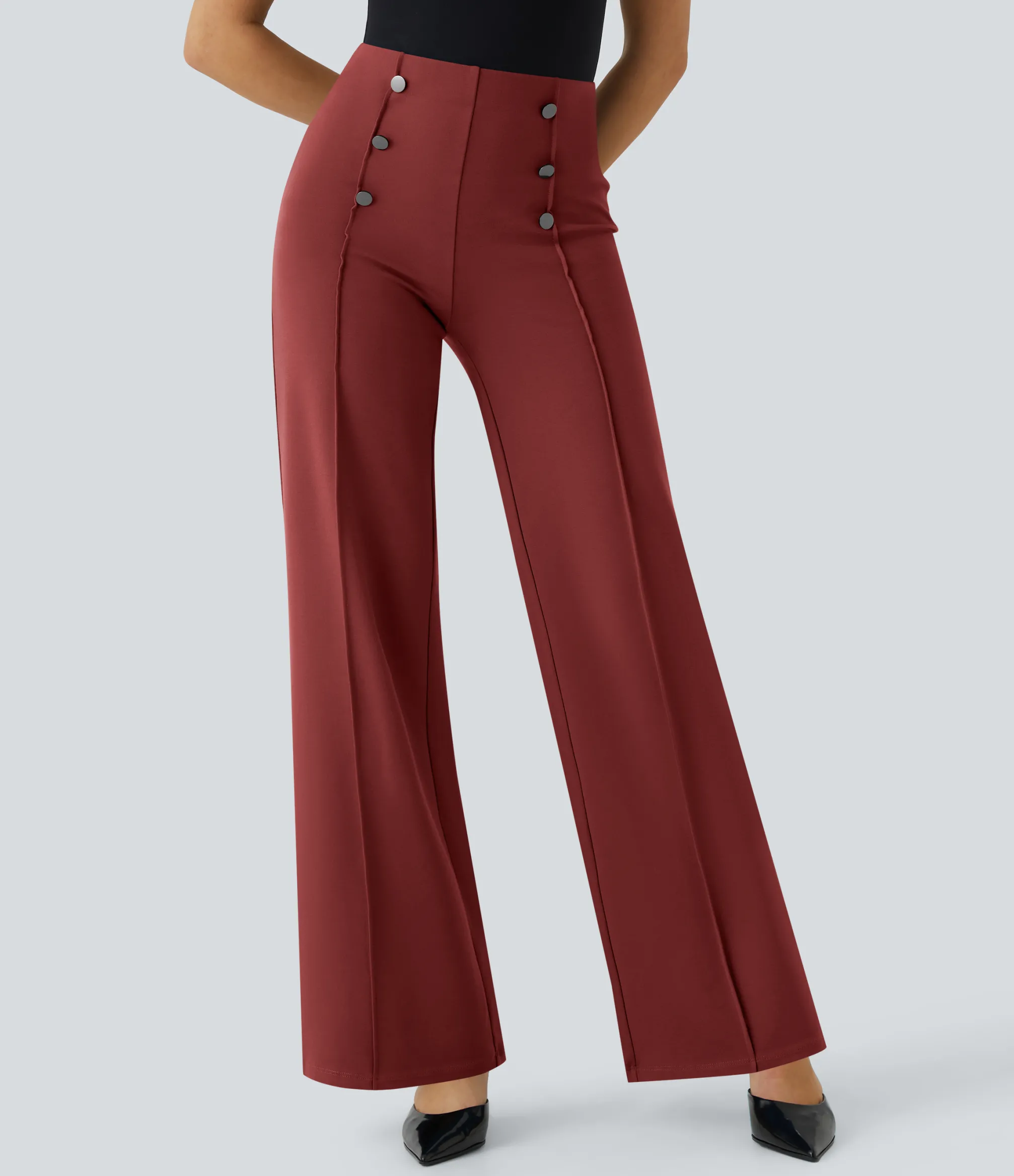 High-Waisted Pants|Wide-Leg Pants<HALARA High Waisted Pocket Wide Leg Work Pants