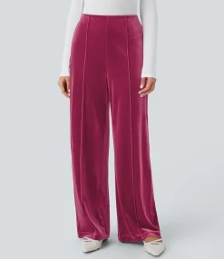 Pants|High-Waisted Pants<HALARA High Waisted Pocket Wide Leg Velvet Casual Pants