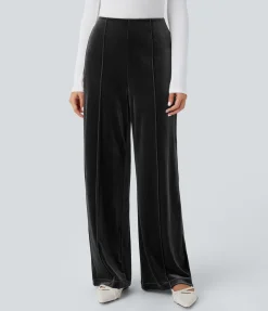 Pants|High-Waisted Pants<HALARA High Waisted Pocket Wide Leg Velvet Casual Pants