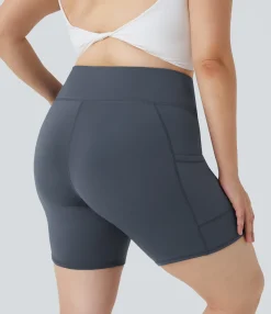Plus Size<HALARA High Waisted Pocket Yoga Plus Size Biker Shorts 6''
