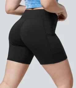 Plus Size<HALARA High Waisted Pocket Yoga Plus Size Biker Shorts 6''