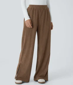 Pants|High-Waisted Pants<HALARA High Waisted Pocket Zipper Straight Leg Corduroy Casual Pants