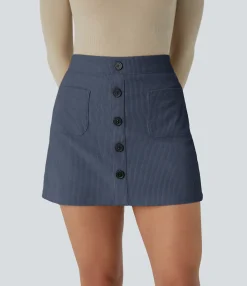 Mini Skirts|Casual Skirts<HALARA High Waisted Pocket Zipper 2-in-1 Corduroy Mini Casual Skirt