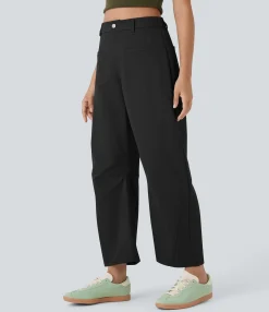 High-Waisted Pants|Pants<HALARA High Waisted Pockets Barrel Leg Casual Pants