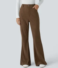 High-Waisted Pants|Flare Pants<HALARA High Waisted Pockets Corduroy Casual Flare Pants