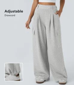 Pants|High-Waisted Pants<HALARA High Waisted Pockets Hem Wide Leg Casual Pants