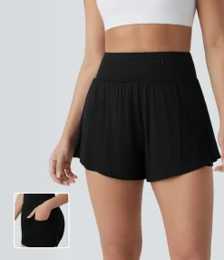 Active Shorts|Shorts<HALARA High Waisted Pockets 2-in-1 Yoga Shorts