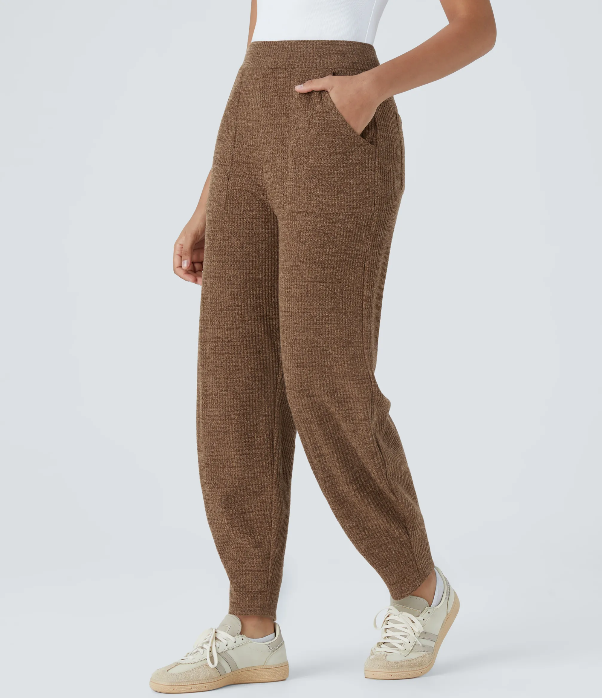 Pants|Joggers<HALARA High Waisted Pockets Knit Waffle Casual Pile Joggers
