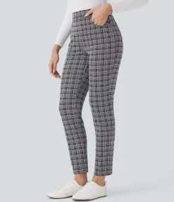 High-Waisted Pants|Work Pants<HALARA High Waisted Pockets Plaid Slim Work Pants