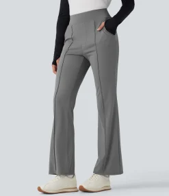 High-Waisted Pants|Flare Pants<HALARA High Waisted Pockets Quick Dry Golf Flare Pants-Golf Tee Pocket-UPF40+