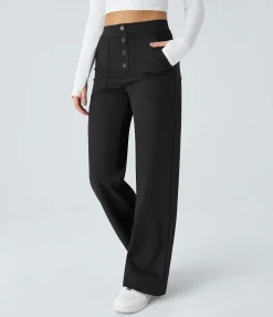 High-Waisted Pants|Straight-Leg Pants<HALARA High Waisted Pockets Straight Leg Casual Pants