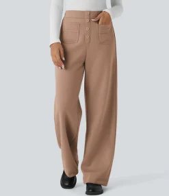 Pants|High-Waisted Pants<HALARA High Waisted Pockets Straight Leg Fleece Casual Pants