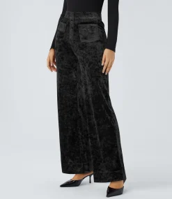 High-Waisted Pants|Straight-Leg Pants<HALARA High Waisted Pockets Straight Leg Velvet Casual Pants