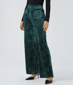 High-Waisted Pants|Straight-Leg Pants<HALARA High Waisted Pockets Straight Leg Velvet Casual Pants