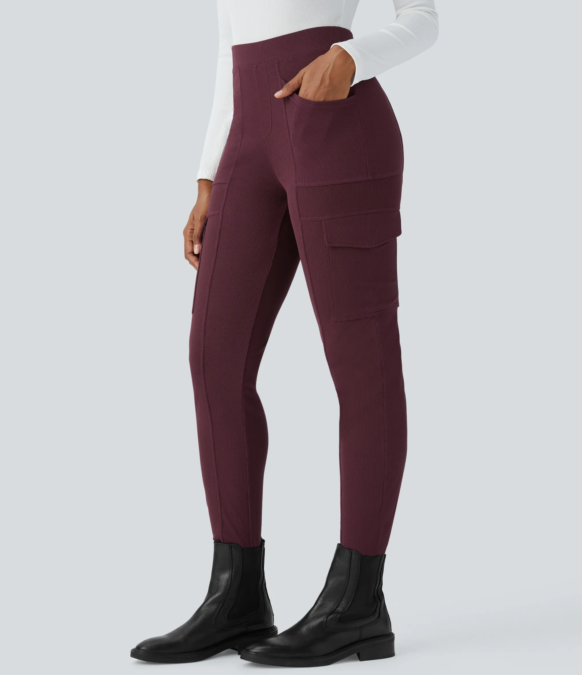 High-Waisted Pants|Pants<HALARA High Waisted Pockets Waffle Casual Skinny Pants