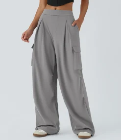 Cargo Pants|High-Waisted Pants<HALARA High Waisted Pockets Wide Leg Cargo Casual Pants