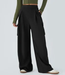 Cargo Pants|High-Waisted Pants<HALARA High Waisted Pockets Wide Leg Cargo Casual Pants