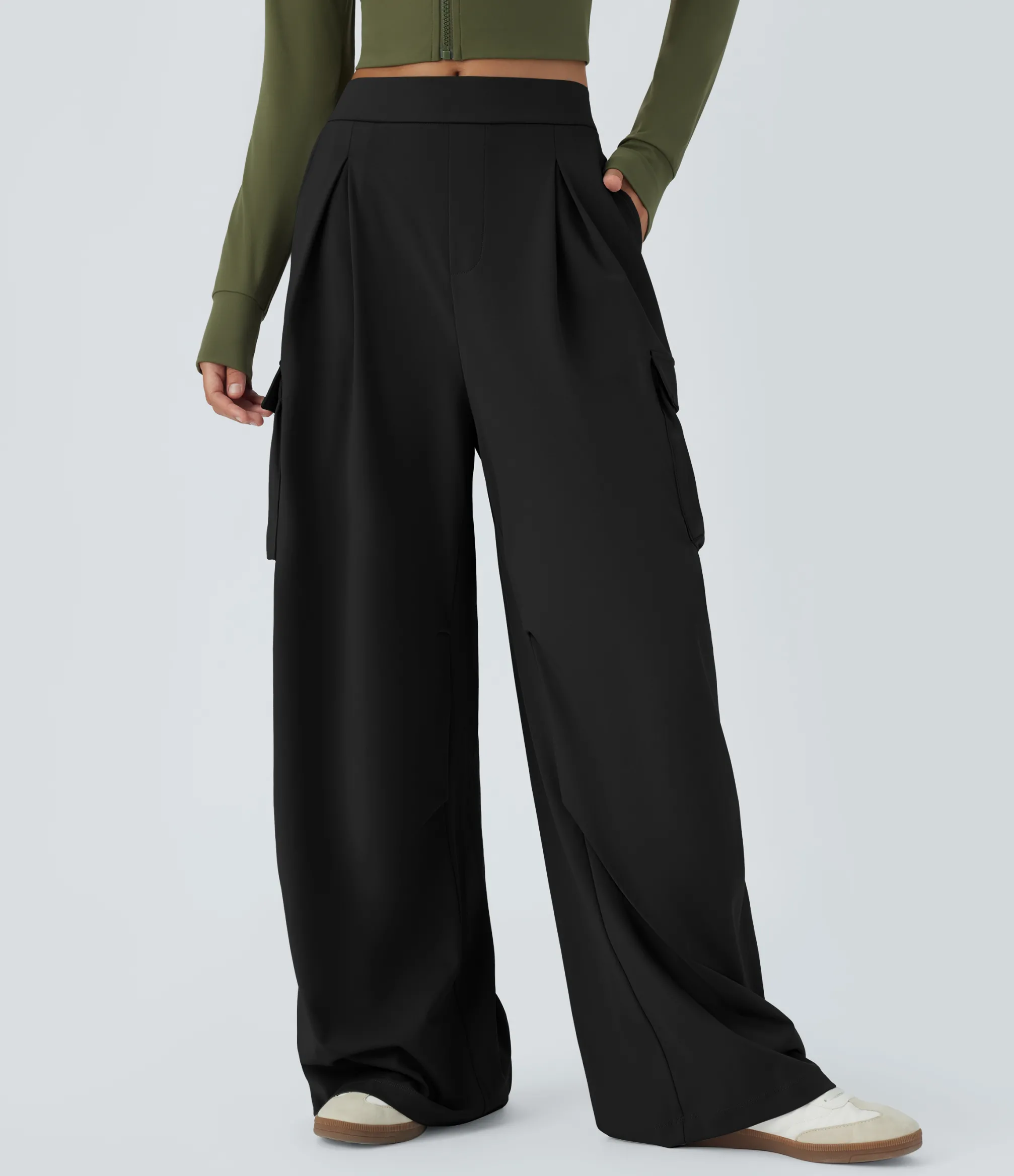 Cargo Pants|High-Waisted Pants<HALARA High Waisted Pockets Wide Leg Cargo Casual Pants