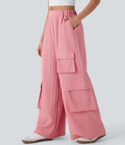 Pants|Cargo Pants<HALARA High Waisted Pockets Wide Leg Work Linen-Feel Cargo Pants