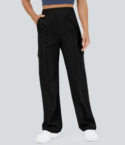 Cargo Pants|High-Waisted Pants<HALARA High Waisted Pockets Wide Leg Casual Cargo Pants