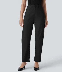 High-Waisted Pants|Work Pants<HALARA High Waisted Pockets Work Barrel Leg Pants