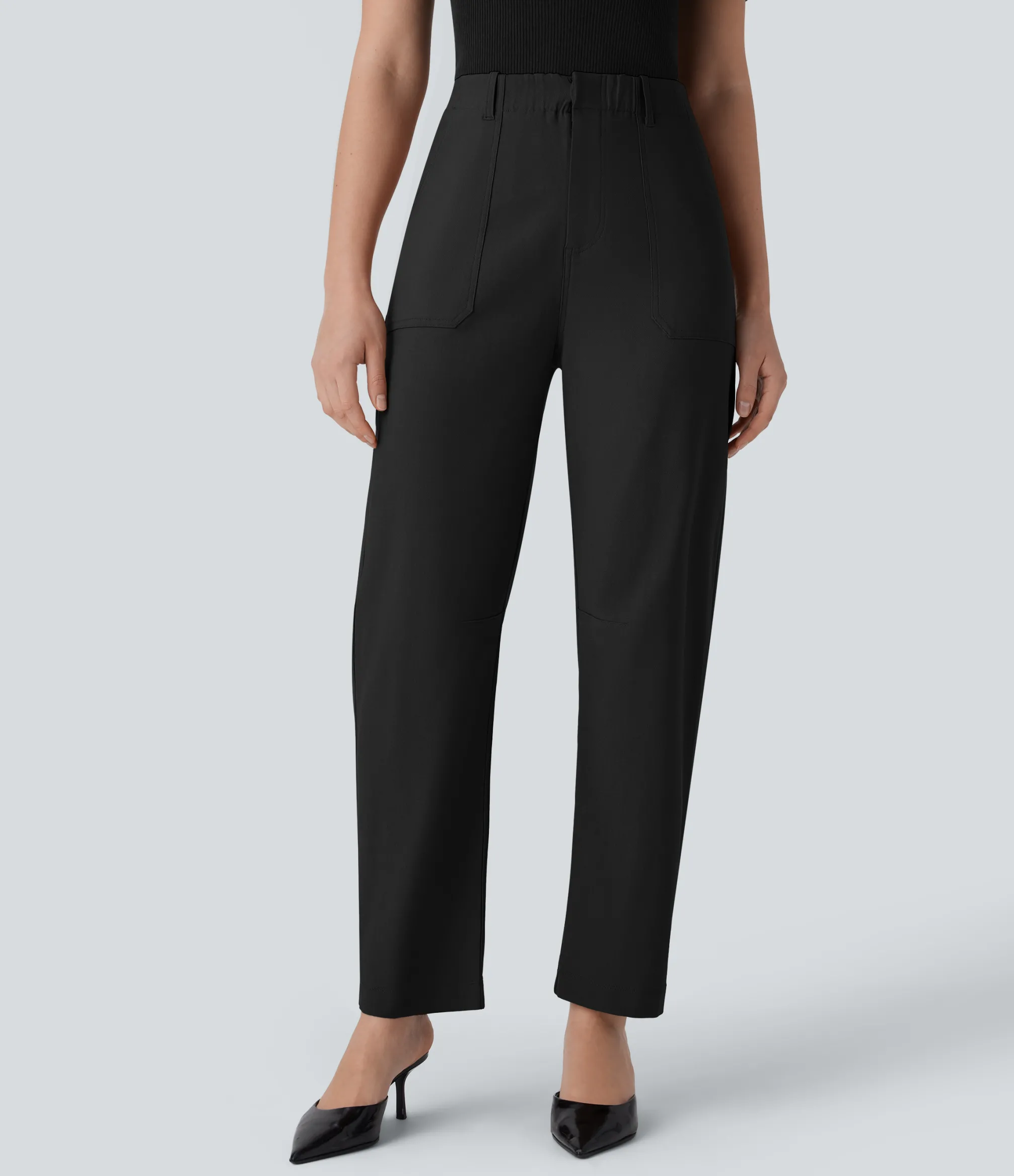 High-Waisted Pants|Work Pants<HALARA High Waisted Pockets Work Barrel Leg Pants