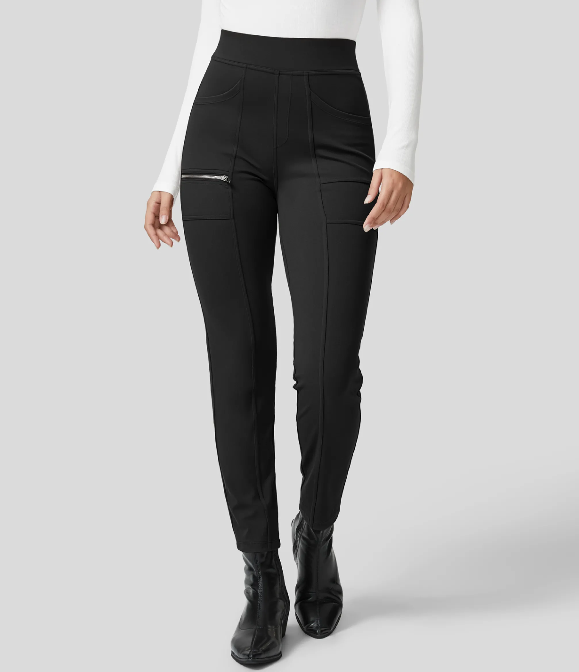 High-Waisted Pants|Pants<HALARA High Waisted Pockets Zipper Casual Slim Pants