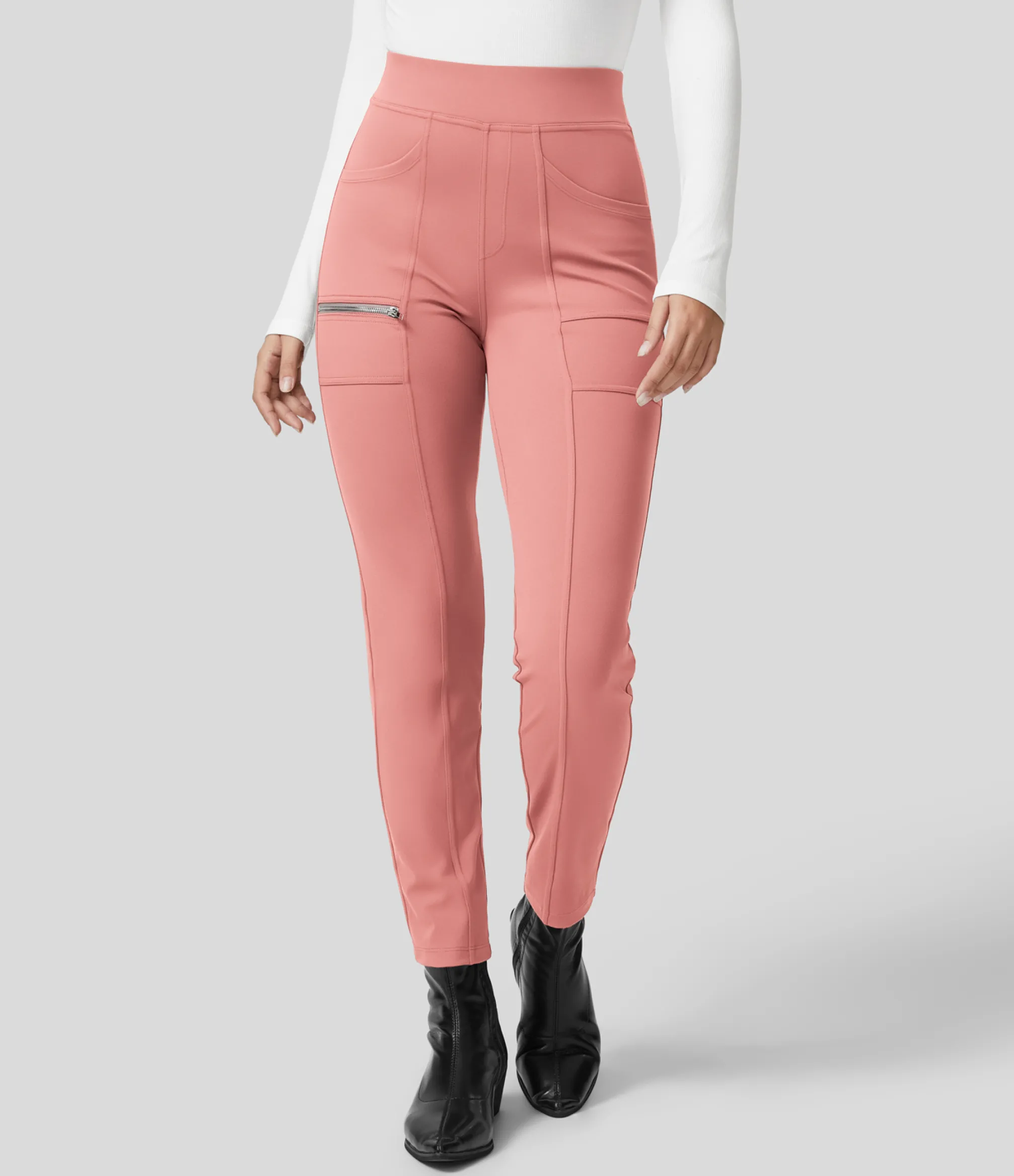 High-Waisted Pants|Pants<HALARA High Waisted Pockets Zipper Casual Slim Pants