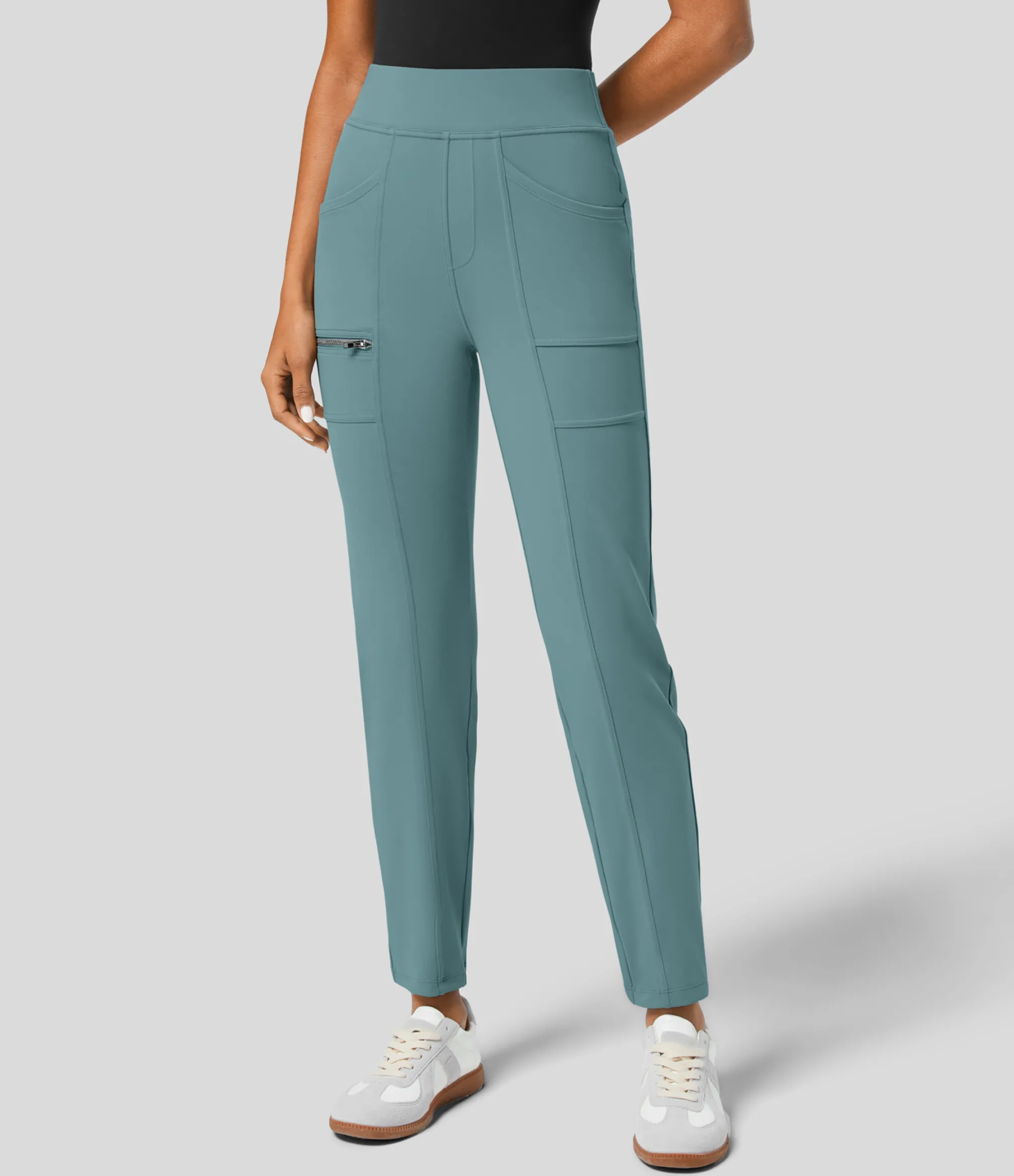 High-Waisted Pants|Pants<HALARA High Waisted Pockets Zipper Casual Slim Pants