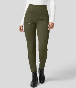 High-Waisted Pants|Pants<HALARA High Waisted Pockets Zipper Casual Slim Pants