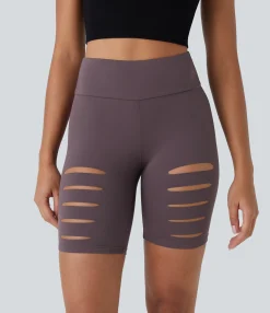 Active Shorts|Bikers<HALARA High Waisted Ripped Casual Biker Shorts 7''