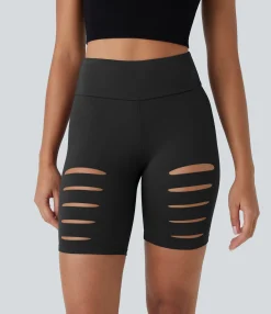 Active Shorts|Bikers<HALARA High Waisted Ripped Casual Biker Shorts 7''