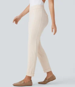 High-Waisted Pants|Skinny Pants<HALARA High Waisted Rolled Hem Skinny Tapered Ankle Length Casual Pants