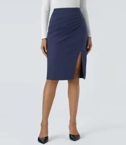 Maxi & Midi Skirts<HALARA High Waisted Ruched Hem Slim Midi Work Skirt