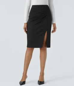 Maxi & Midi Skirts<HALARA High Waisted Ruched Hem Slim Midi Work Skirt