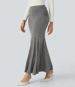 Maxi & Midi Skirts|Casual Skirts<HALARA High Waisted Ruched Maxi Casual Mermaid Skirt