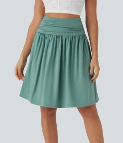 Skirts<HALARA High Waisted Ruched Pocket Flowy Skirt