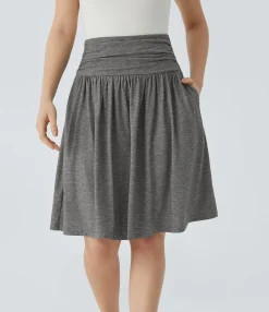 Maxi & Midi Skirts|Skirts<HALARA High Waisted Ruched Pocket Flowy Skirt
