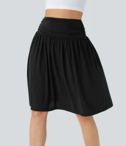 Maxi & Midi Skirts|Skirts<HALARA High Waisted Ruched Pocket Flowy Skirt