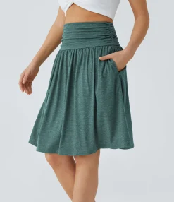 Maxi & Midi Skirts|Skirts<HALARA High Waisted Ruched Pocket Flowy Skirt