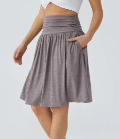 Maxi & Midi Skirts|Skirts<HALARA High Waisted Ruched Pocket Flowy Skirt