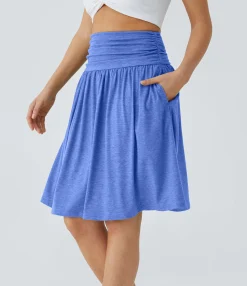 Maxi & Midi Skirts|Skirts<HALARA High Waisted Ruched Pocket Flowy Skirt