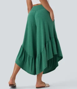 High-Waisted Pants|Pants<HALARA High Waisted Ruffle Hem Casual Pants with Pockets