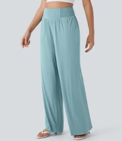 Pants|High-Waisted Pants<HALARA High Waisted Shirred Casual Pants with Pocket