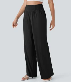 Pants|High-Waisted Pants<HALARA High Waisted Shirred Casual Pants with Pocket
