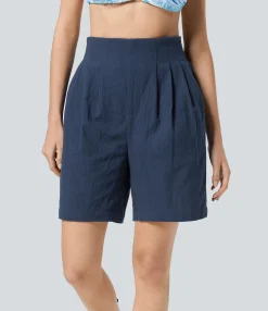 Shorts<HALARA High Waisted Shirred Pocket Linen-Feel Shorts