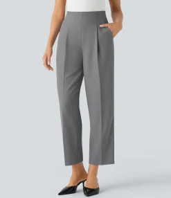 High-Waisted Pants|Work Pants<HALARA High Waisted Shirred Pocket Tapered Work Pants